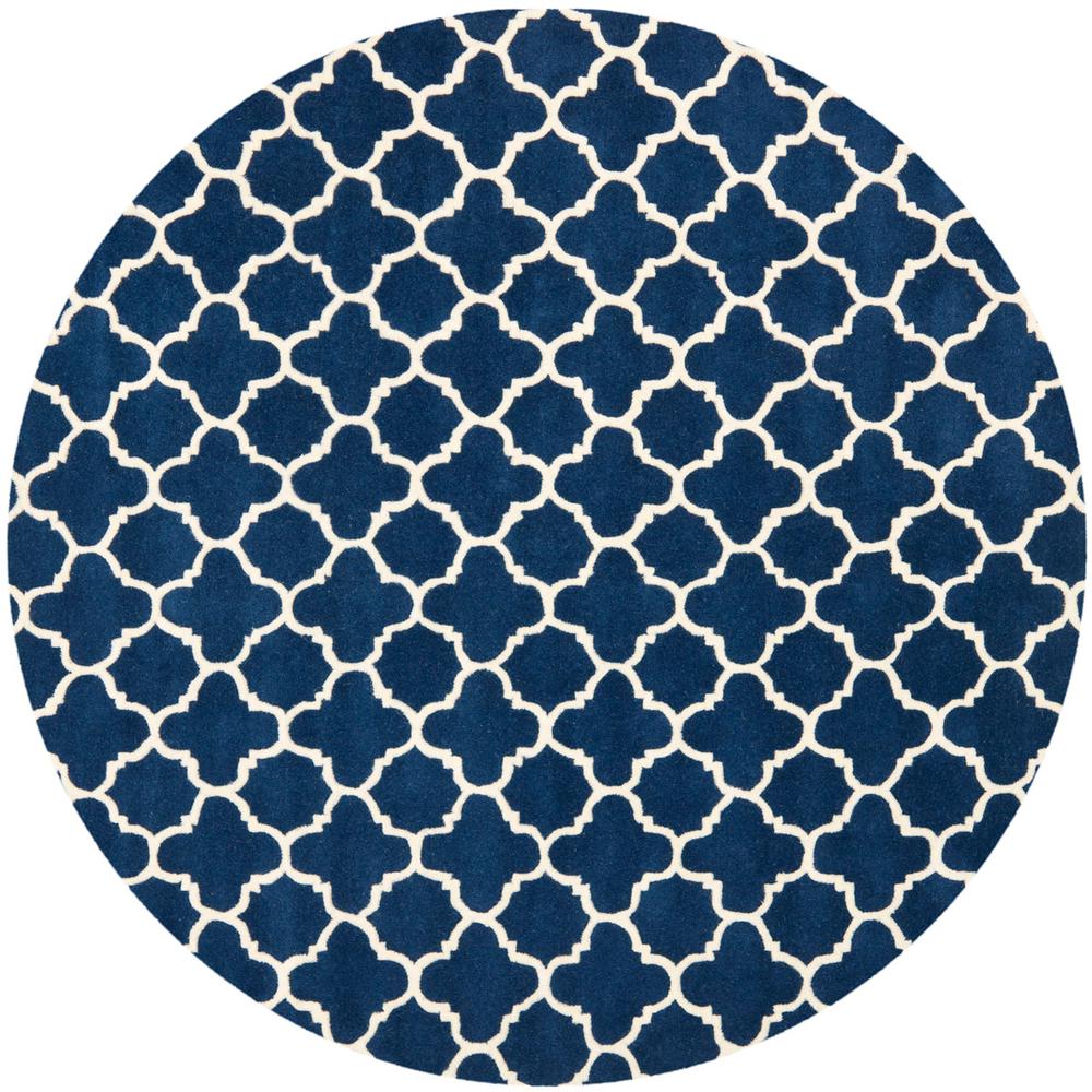 CHATHAM, DARK BLUE / IVORY, 7' X 7' Round, Area Rug, CHT717C-7R. Picture 1