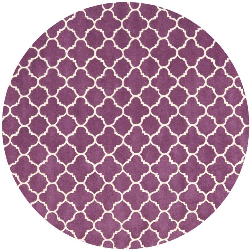 CHATHAM, PURPLE / IVORY, 7' X 7' Round, Area Rug, CHT717F-7R. Picture 1