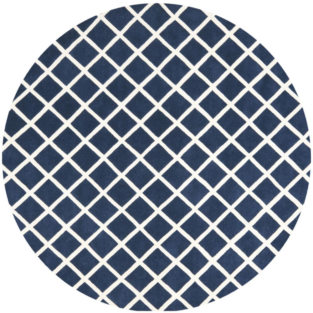 CHATHAM, DARK BLUE / IVORY, 7' X 7' Round, Area Rug, CHT718C-7R. Picture 1