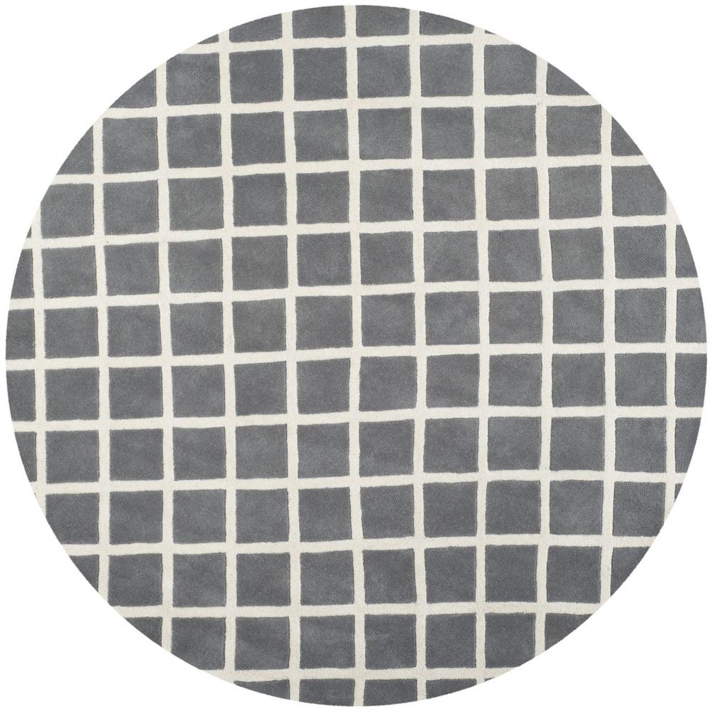 CHATHAM, DARK GREY / IVORY, 7' X 7' Round, Area Rug, CHT718D-7R. Picture 1