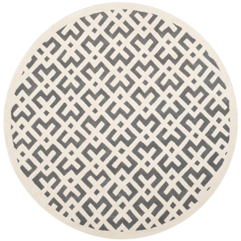 CHATHAM, DARK GREY / IVORY, 7' X 7' Round, Area Rug, CHT719D-7R. Picture 1