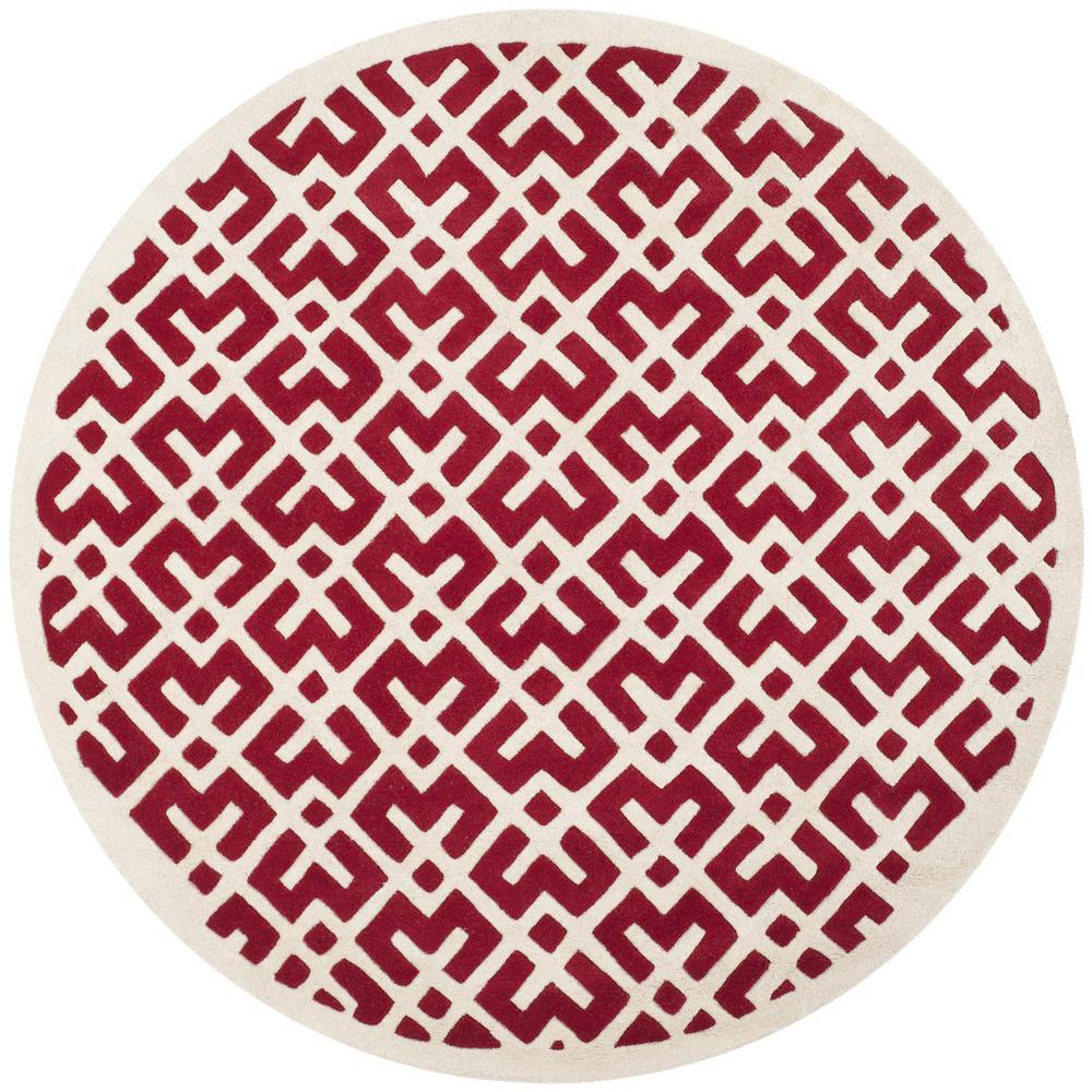 CHATHAM, RED / IVORY, 7' X 7' Round, Area Rug, CHT719G-7R. Picture 1