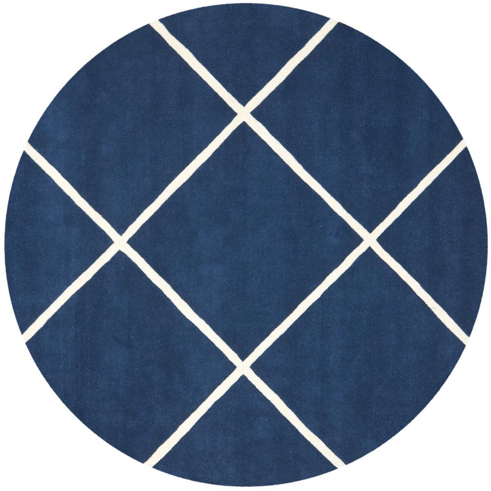 CHATHAM, DARK BLUE / IVORY, 7' X 7' Round, Area Rug, CHT720C-7R. Picture 1