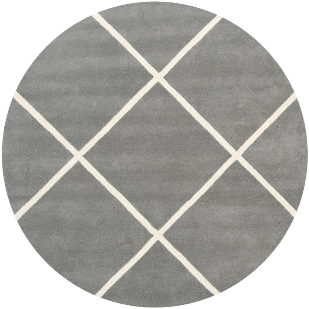 CHATHAM, DARK GREY / IVORY, 7' X 7' Round, Area Rug, CHT720D-7R. Picture 1