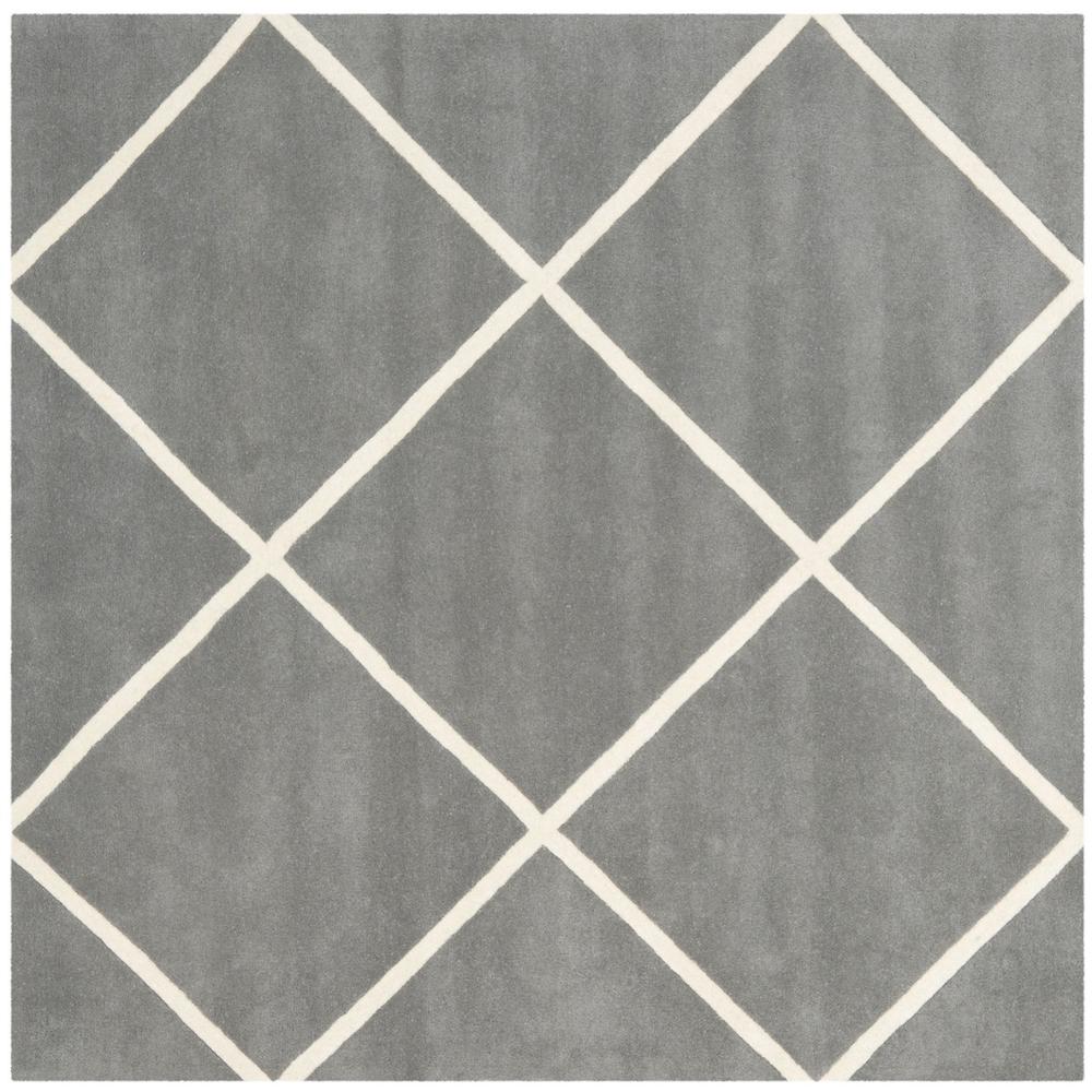 CHATHAM, DARK GREY / IVORY, 7' X 7' Square, Area Rug, CHT720D-7SQ. Picture 1