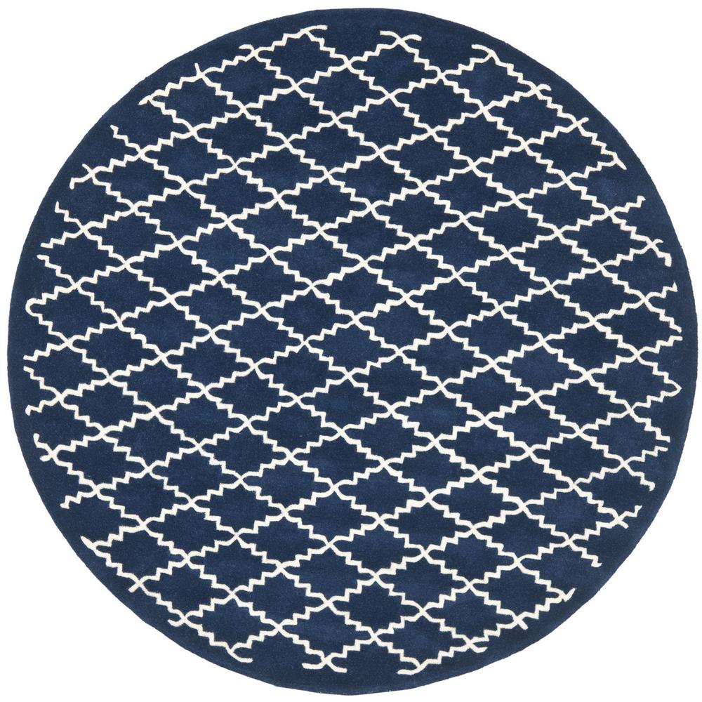 CHATHAM, DARK BLUE / IVORY, 7' X 7' Round, Area Rug, CHT721C-7R. Picture 1