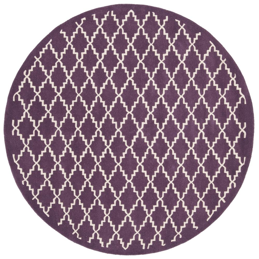CHATHAM, PURPLE / IVORY, 7' X 7' Round, Area Rug, CHT721F-7R. Picture 1