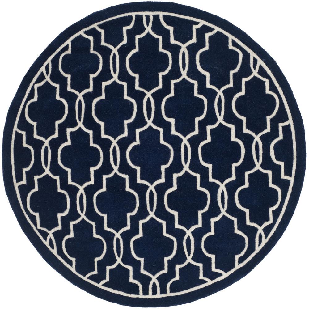 CHATHAM, DARK BLUE / IVORY, 5' X 5' Round, Area Rug, CHT723C-5R. Picture 1