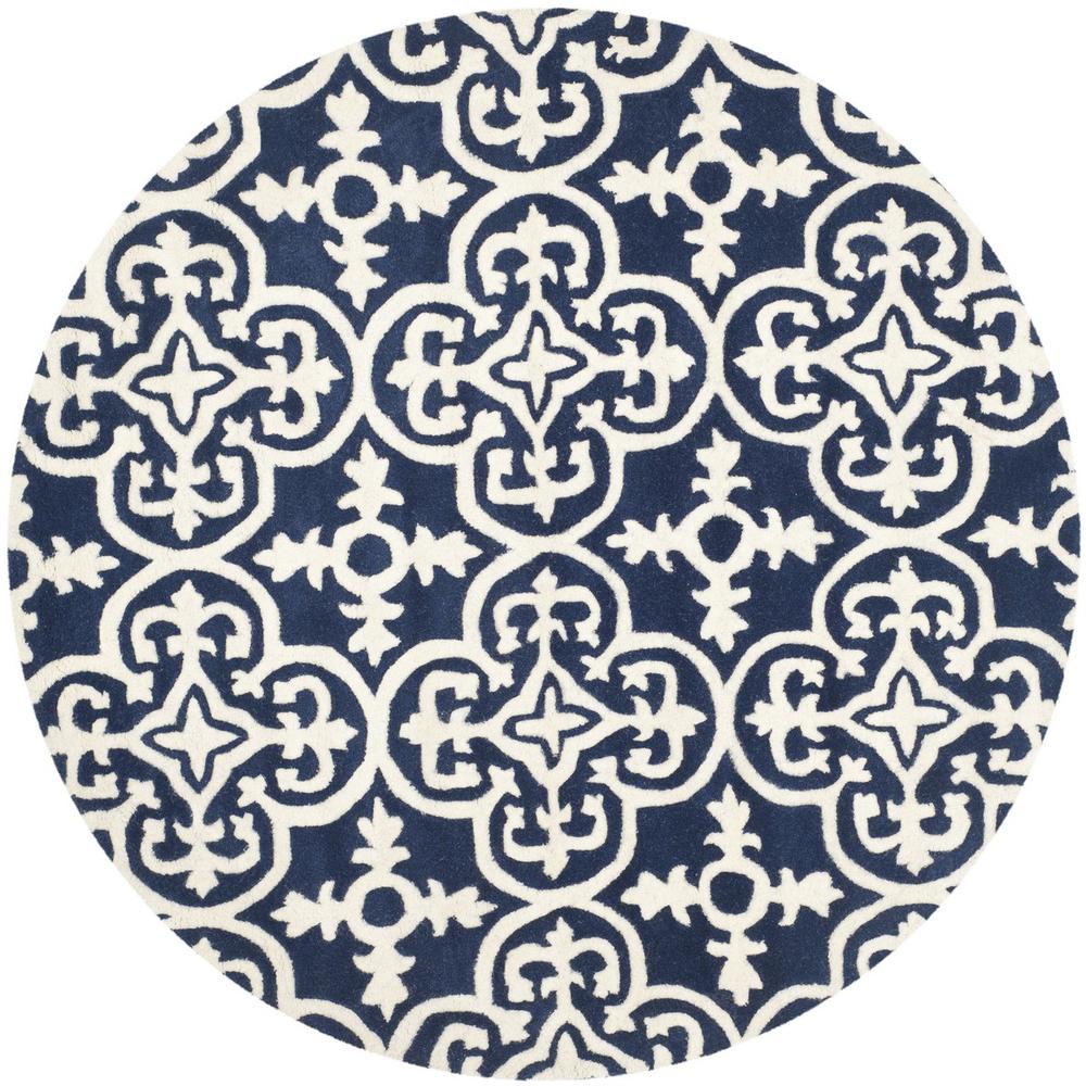 CHATHAM, DARK BLUE / IVORY, 5' X 5' Round, Area Rug, CHT729C-5R. Picture 1
