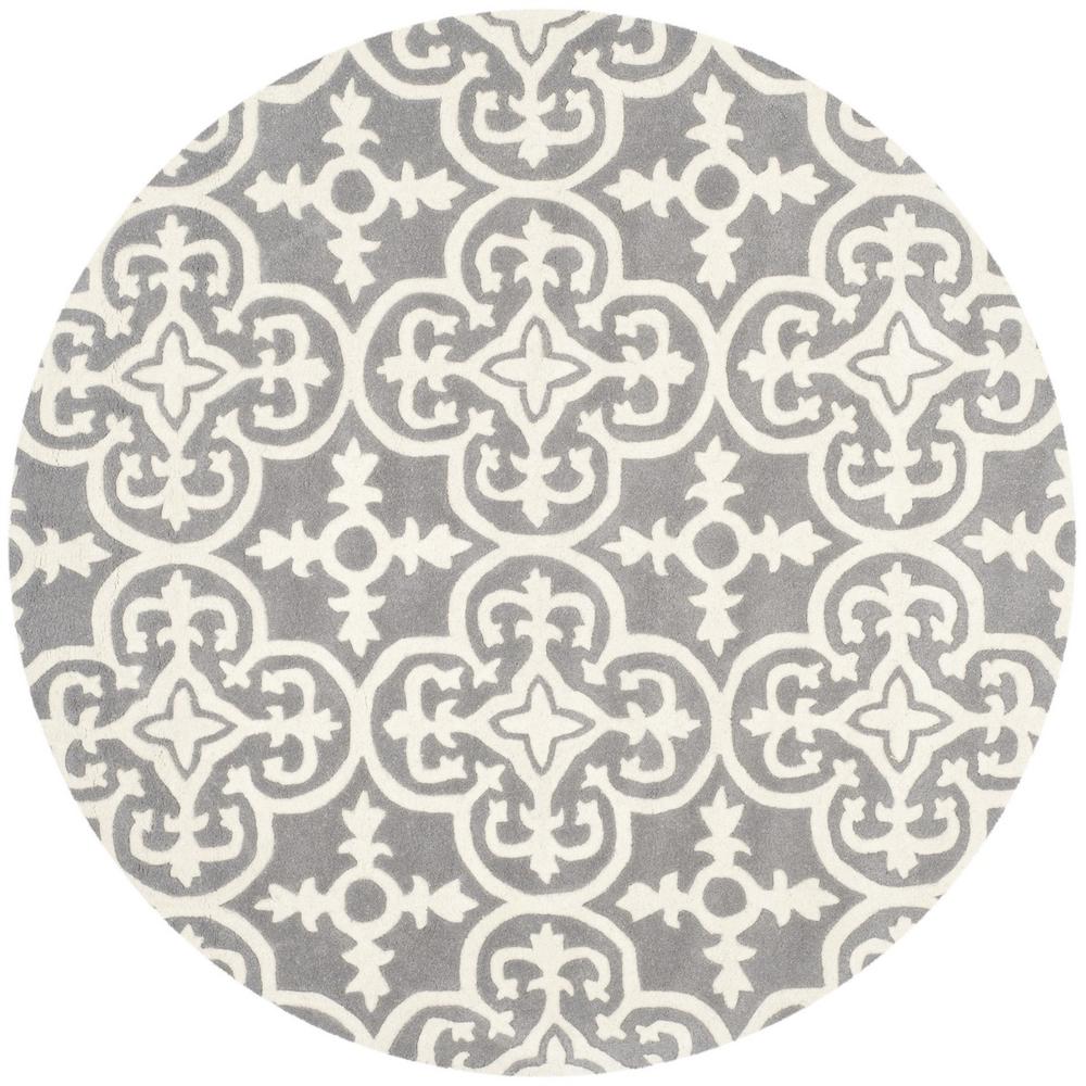 CHATHAM, DARK GREY / IVORY, 5' X 5' Round, Area Rug, CHT729D-5R. Picture 1
