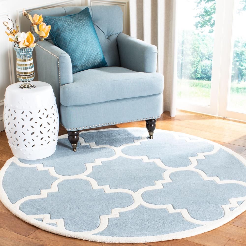 CHATHAM, BLUE / IVORY, 4' X 4' Round, Area Rug, CHT730B-4R. Picture 3