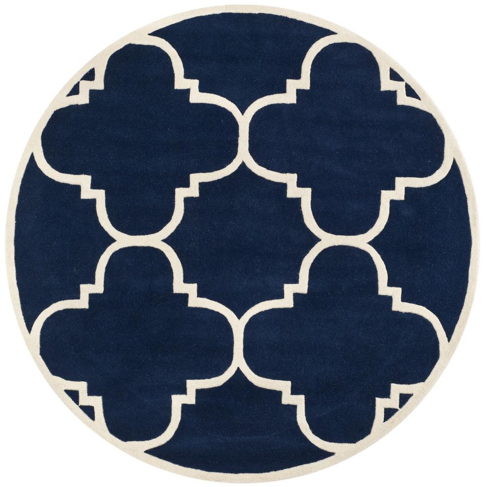 CHATHAM, DARK BLUE / IVORY, 7' X 7' Round, Area Rug, CHT730C-7R. Picture 1