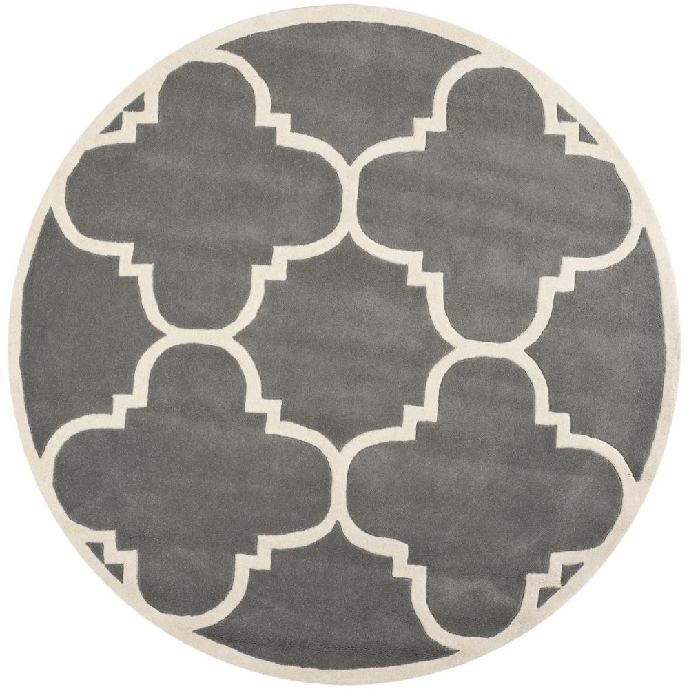 CHATHAM, DARK GREY / IVORY, 7' X 7' Round, Area Rug, CHT730D-7R. Picture 1