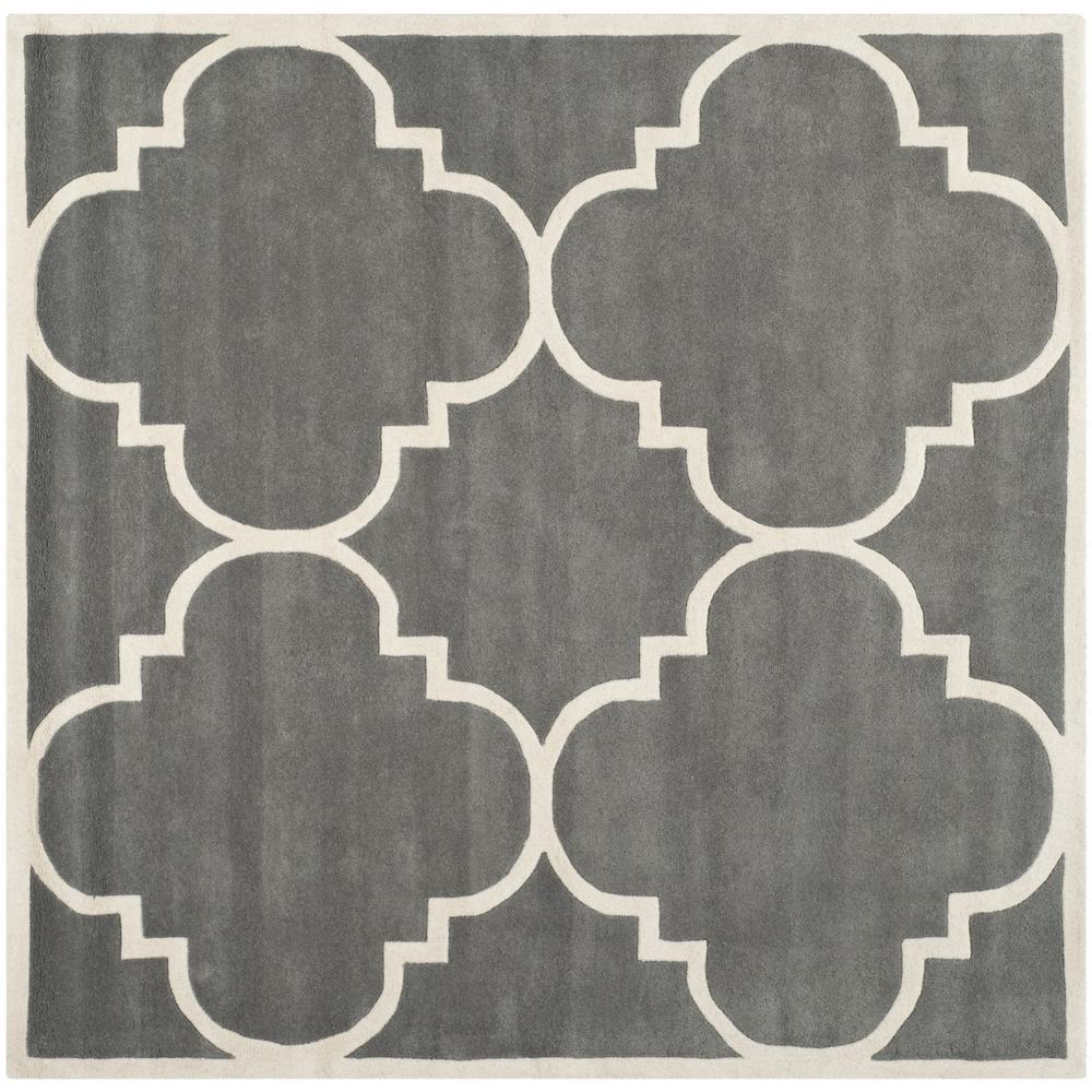 CHATHAM, DARK GREY / IVORY, 4' X 4' Square, Area Rug, CHT730D-4SQ. Picture 1