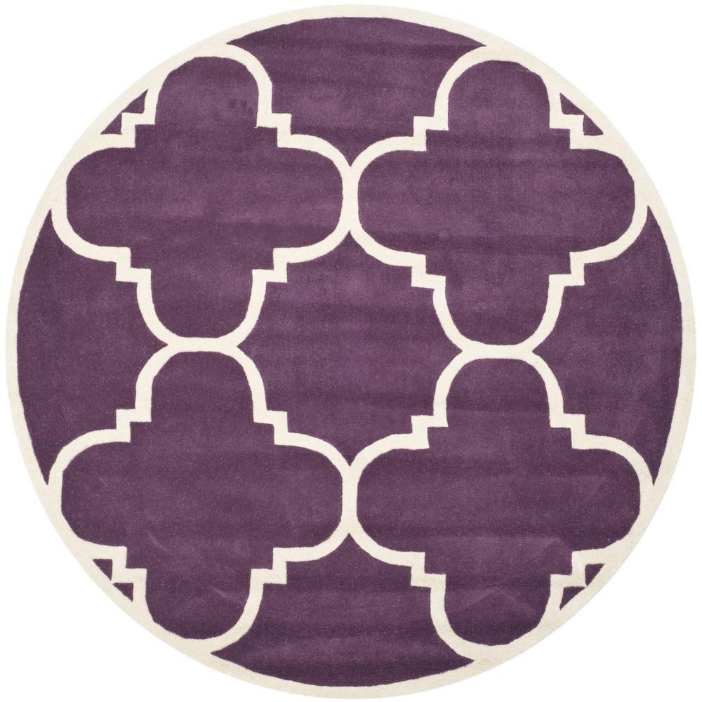 CHATHAM, PURPLE / IVORY, 7' X 7' Round, Area Rug, CHT730F-7R. Picture 1