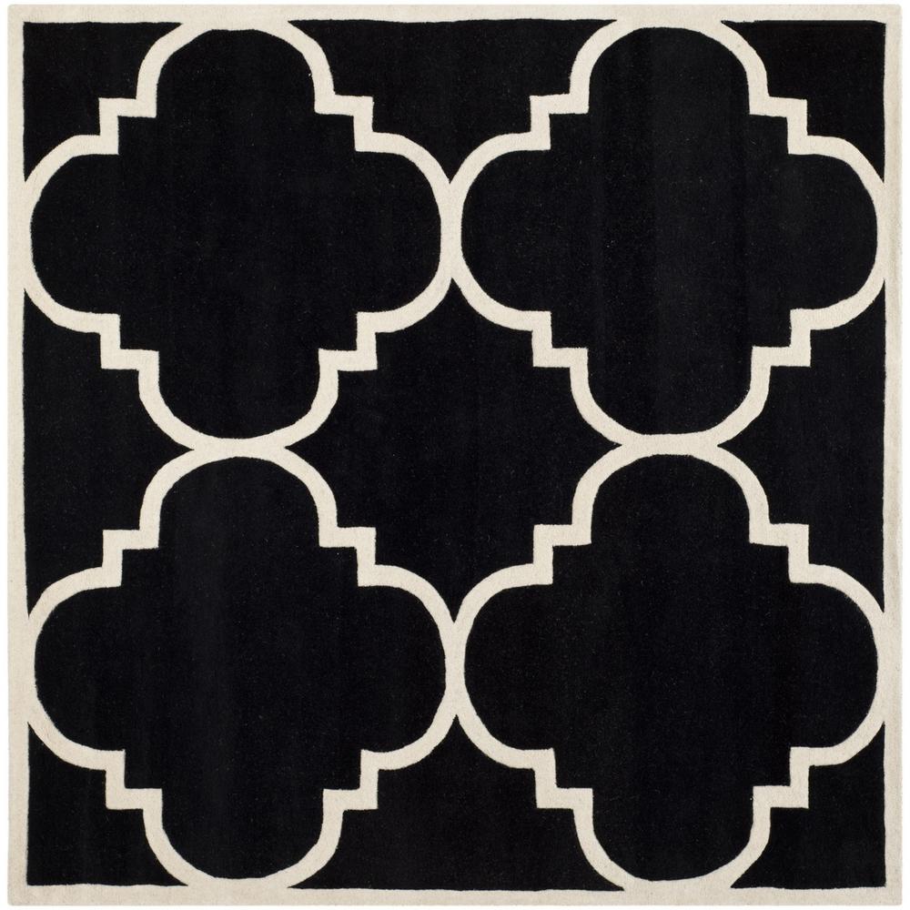 CHATHAM, BLACK / IVORY, 7' X 7' Square, Area Rug, CHT730K-7SQ. Picture 1