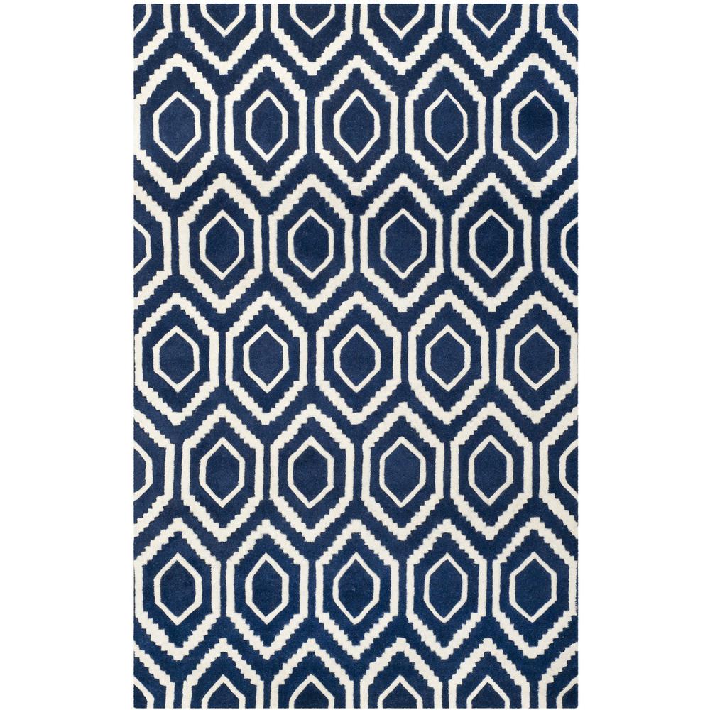 CHATHAM, DARK BLUE / IVORY, 5' X 8', Area Rug, CHT731C-5. Picture 1