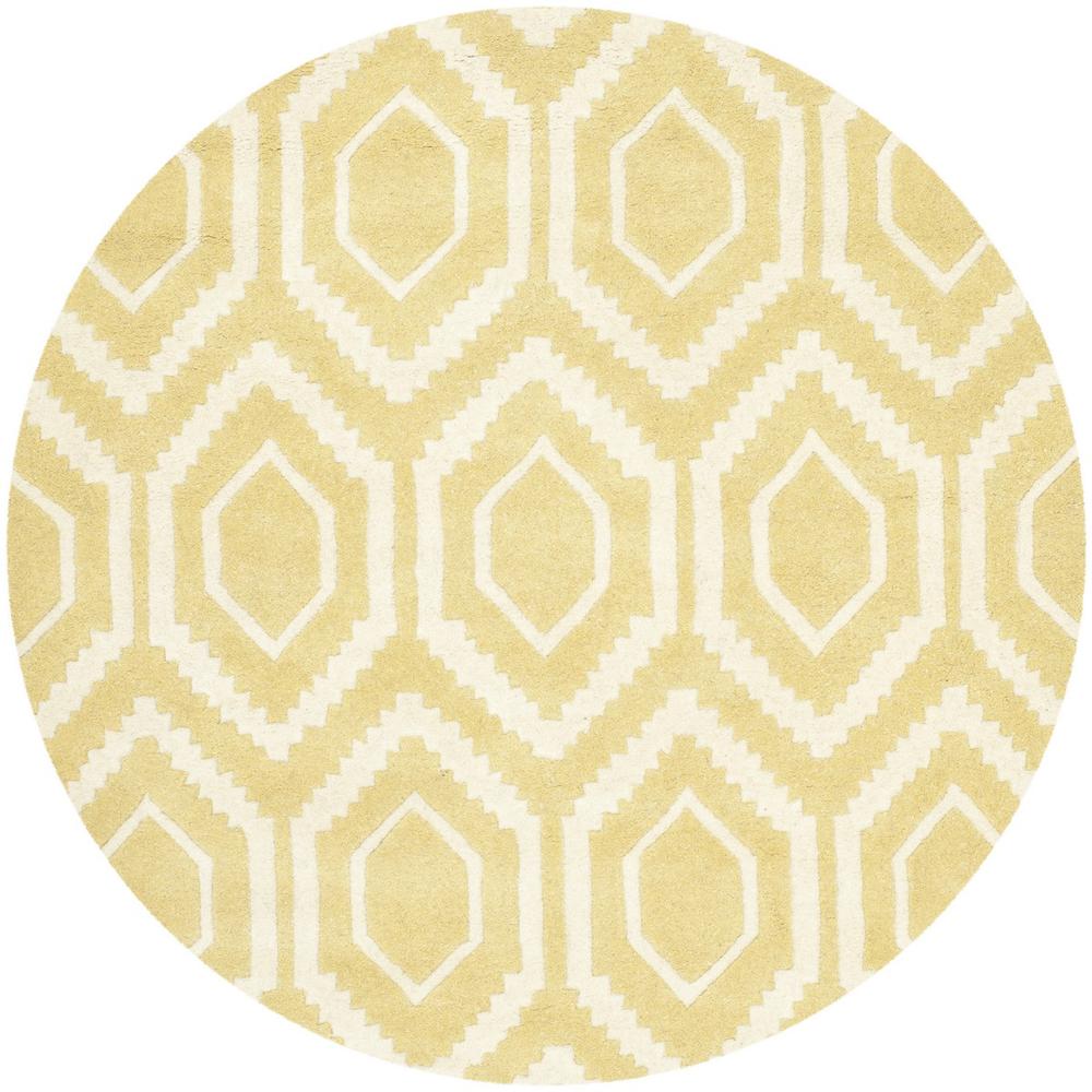 CHATHAM, LIGHT GOLD / IVORY, 4' X 4' Round, Area Rug. Picture 1
