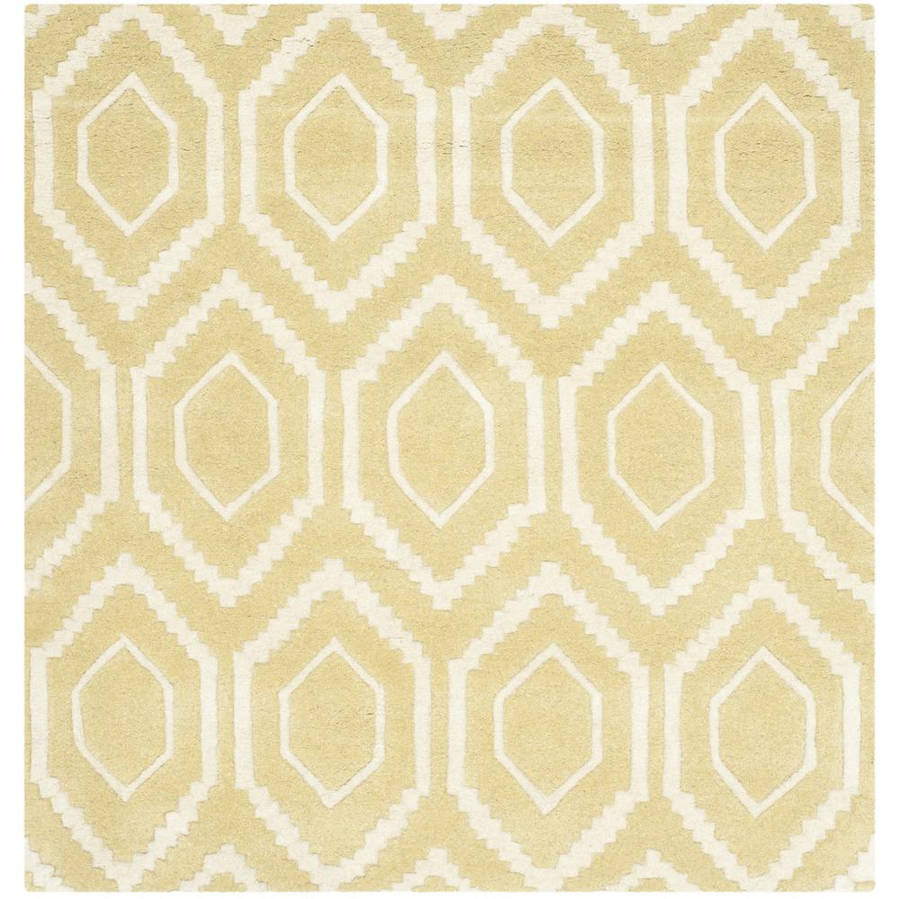 CHATHAM, LIGHT GOLD / IVORY, 4' X 4' Square, Area Rug. Picture 1