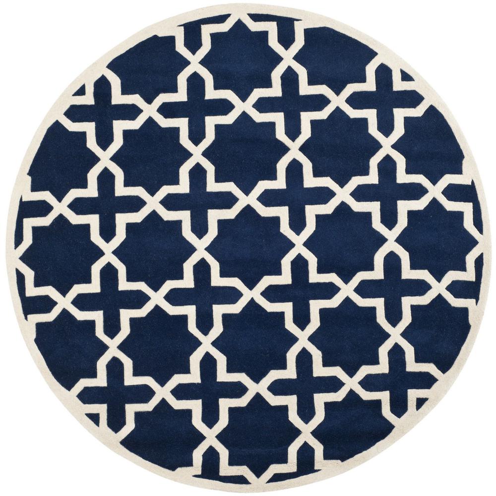 CHATHAM, DARK BLUE / IVORY, 7' X 7' Round, Area Rug, CHT732C-7R. Picture 1