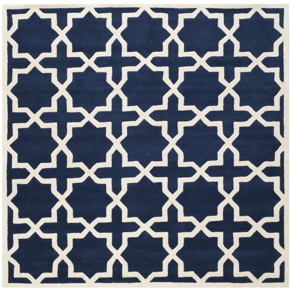 CHATHAM, DARK BLUE / IVORY, 4' X 4' Square, Area Rug, CHT732C-4SQ. Picture 1