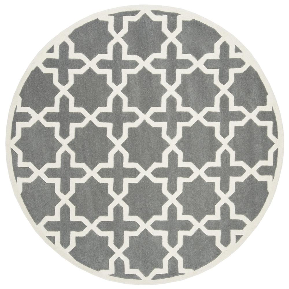 CHATHAM, DARK GREY / IVORY, 4' X 4' Round, Area Rug, CHT732D-4R. Picture 1