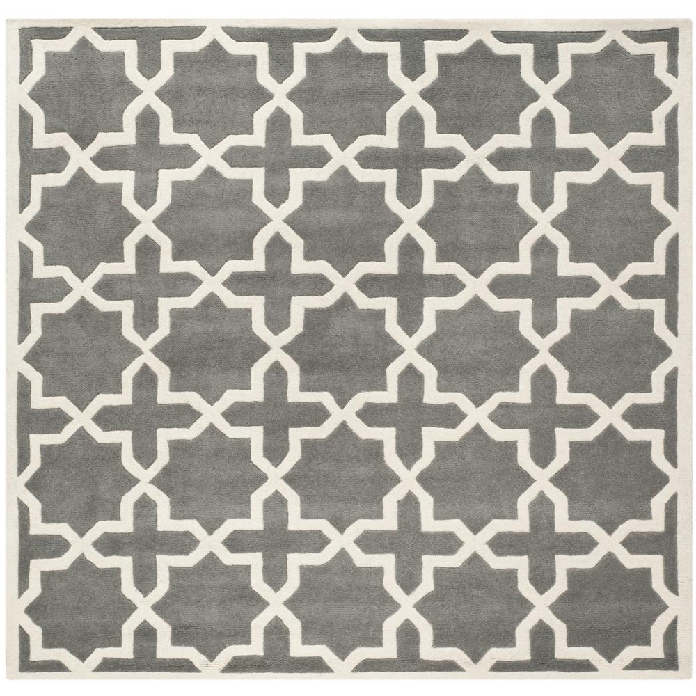 CHATHAM, DARK GREY / IVORY, 4' X 4' Square, Area Rug, CHT732D-4SQ. Picture 1