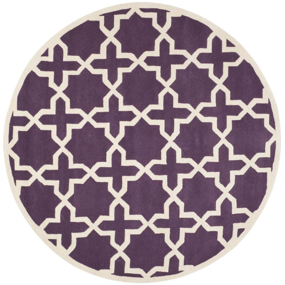 CHATHAM, PURPLE / IVORY, 7' X 7' Round, Area Rug, CHT732F-7R. Picture 1