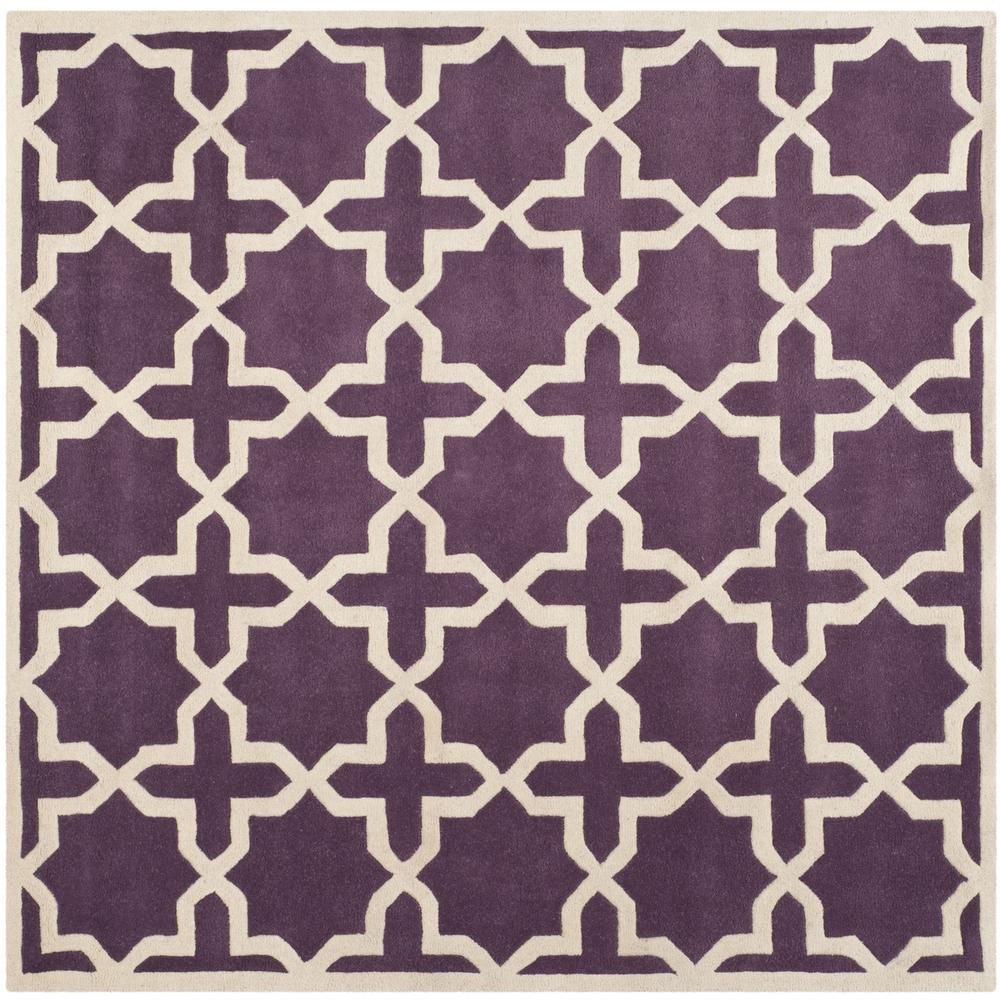 CHATHAM, PURPLE / IVORY, 7' X 7' Square, Area Rug, CHT732F-7SQ. Picture 1