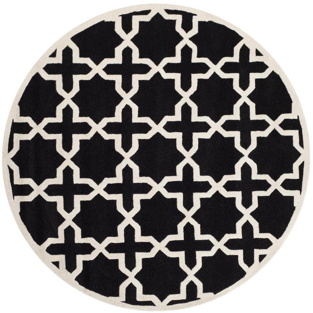 CHATHAM, BLACK / IVORY, 7' X 7' Round, Area Rug, CHT732K-7R. Picture 1