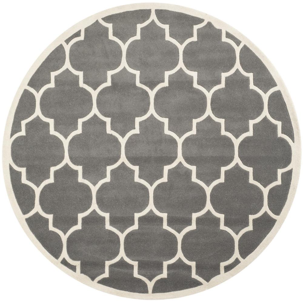 CHATHAM, DARK GREY / IVORY, 7' X 7' Round, Area Rug, CHT733D-7R. Picture 1