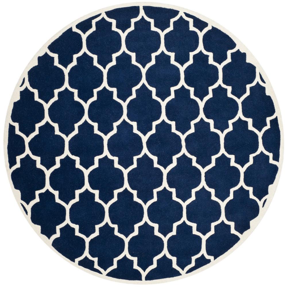 CHATHAM, DARK BLUE / IVORY, 5' X 5' Round, Area Rug, CHT734C-5R. Picture 1