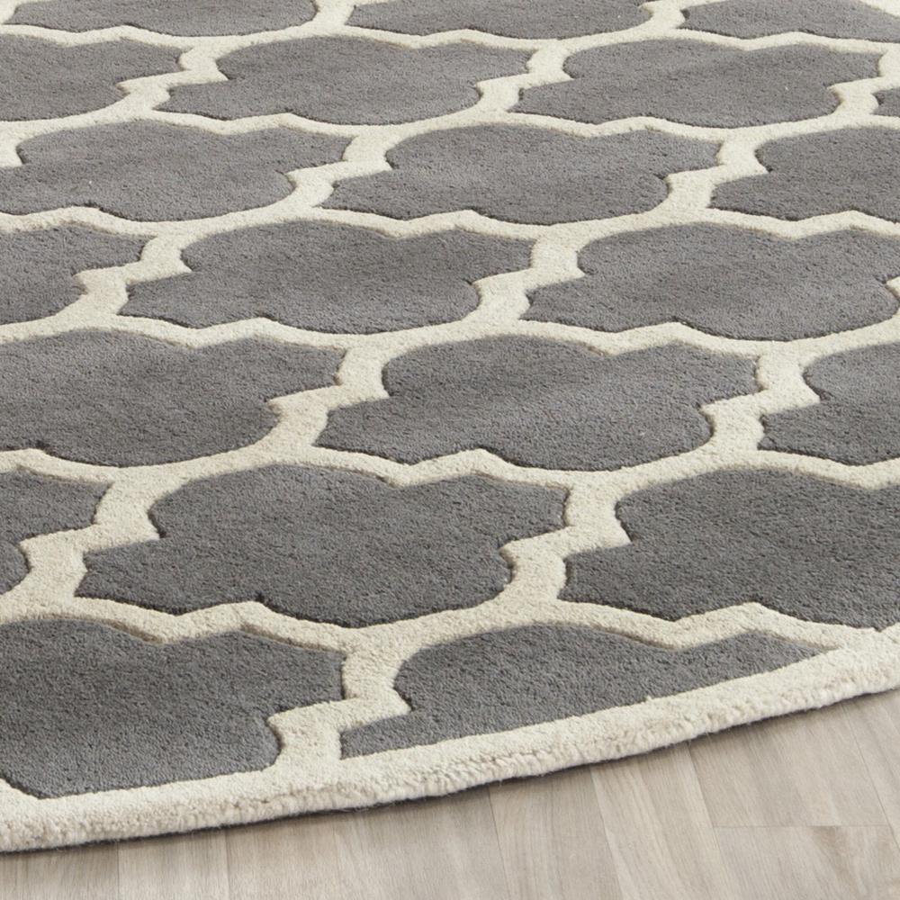 CHATHAM, DARK GREY / IVORY, 5' X 5' Round, Area Rug, CHT734D-5R. Picture 1
