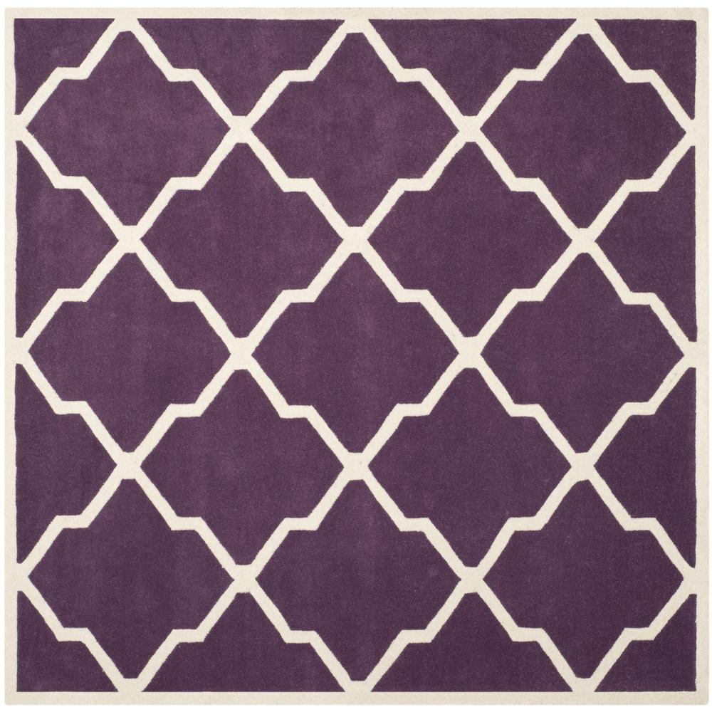 CHATHAM, PURPLE / IVORY, 7' X 7' Square, Area Rug, CHT735F-7SQ. Picture 1