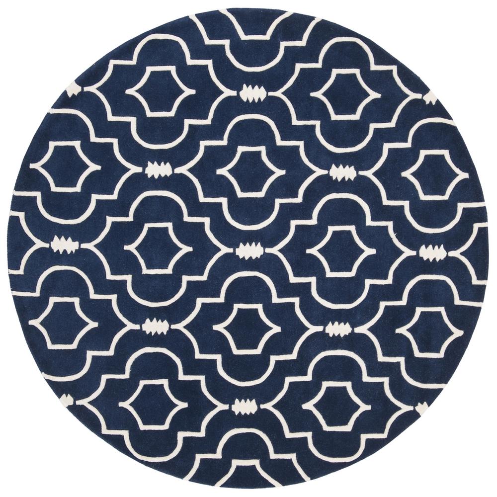 CHATHAM, DARK BLUE / IVORY, 7' X 7' Round, Area Rug, CHT736C-7R. Picture 1
