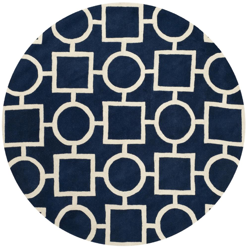 CHATHAM, DARK BLUE / IVORY, 7' X 7' Round, Area Rug, CHT737C-7R. Picture 1