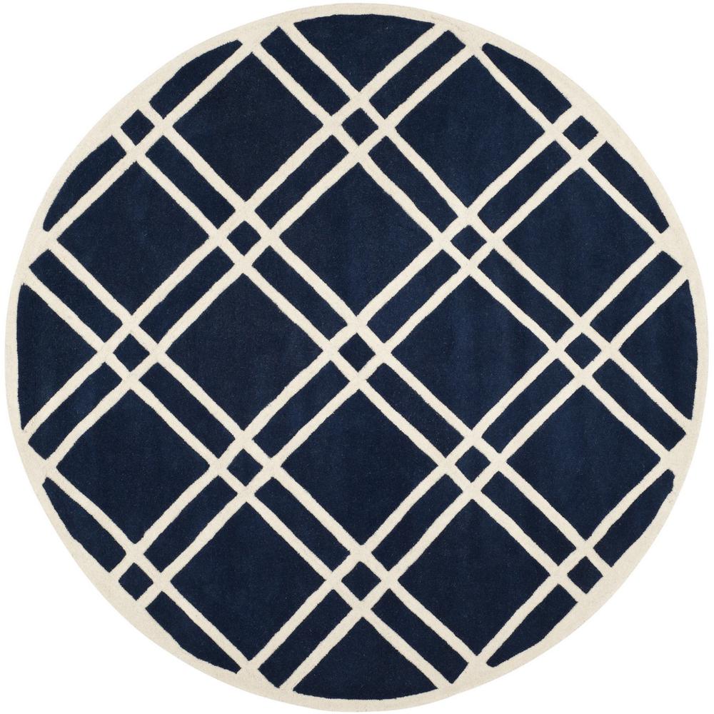CHATHAM, DARK BLUE / IVORY, 7' X 7' Round, Area Rug, CHT740C-7R. Picture 1