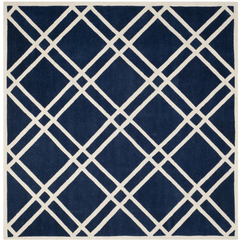 CHATHAM, DARK BLUE / IVORY, 7' X 7' Square, Area Rug, CHT740C-7SQ. Picture 1