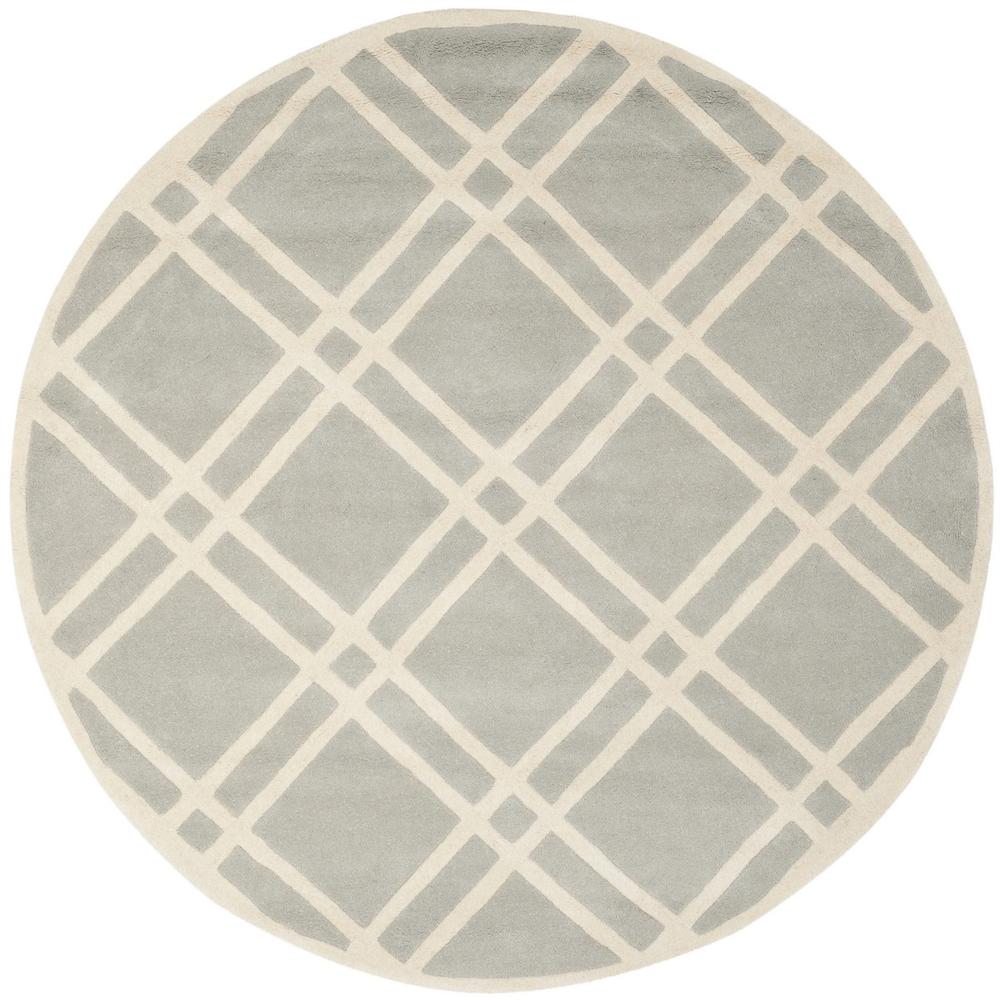 CHATHAM, GREY / IVORY, 7' X 7' Round, Area Rug, CHT740E-7R. Picture 1