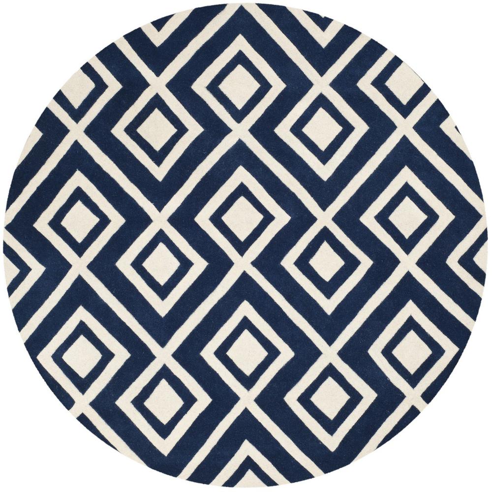 CHATHAM, DARK BLUE / IVORY, 7' X 7' Round, Area Rug, CHT742C-7R. Picture 1