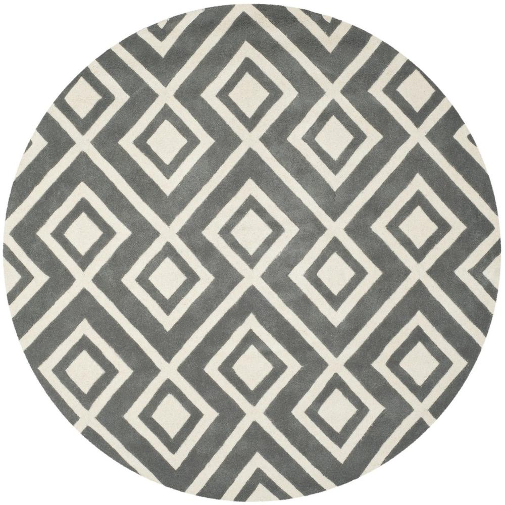 CHATHAM, DARK GREY / IVORY, 7' X 7' Round, Area Rug, CHT742D-7R. Picture 1