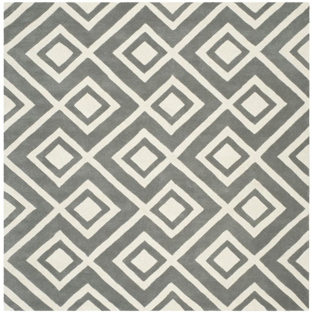CHATHAM, DARK GREY / IVORY, 7' X 7' Square, Area Rug, CHT742D-7SQ. Picture 1