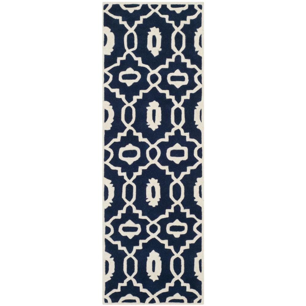 CHATHAM, DARK BLUE / IVORY, 2'-3" X 7', Area Rug, CHT745C-27. Picture 1
