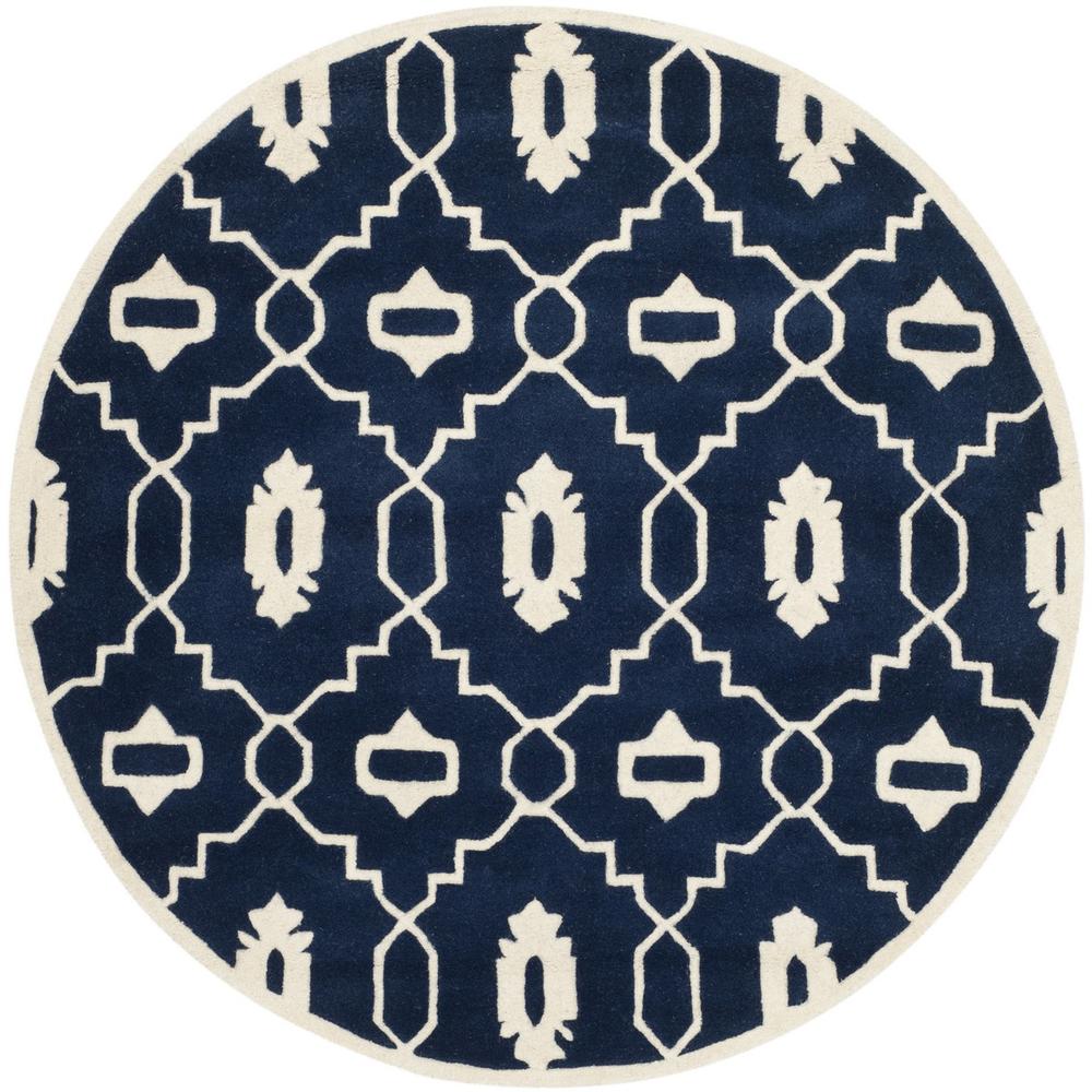 CHATHAM, DARK BLUE / IVORY, 5' X 5' Round, Area Rug, CHT745C-5R. Picture 1