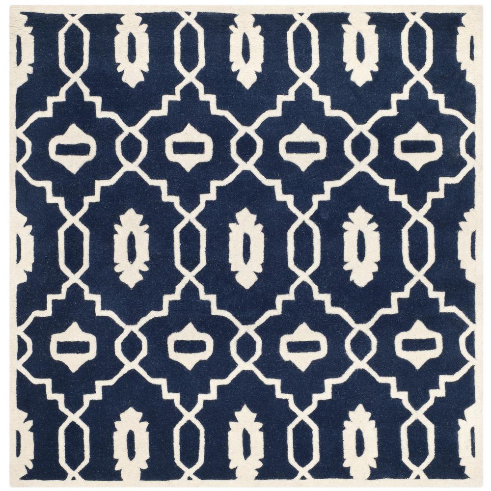 CHATHAM, DARK BLUE / IVORY, 5' X 5' Square, Area Rug, CHT745C-5SQ. Picture 1