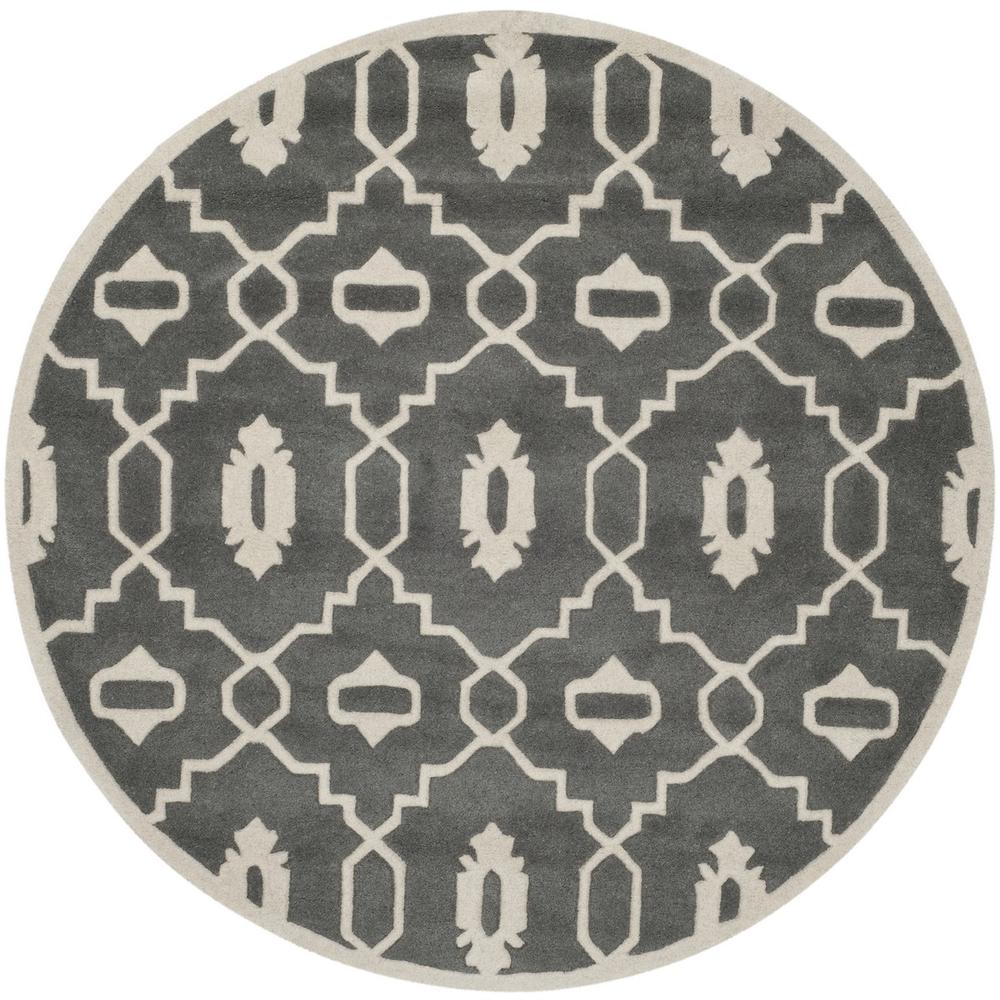 CHATHAM, DARK GREY / IVORY, 5' X 5' Round, Area Rug, CHT745D-5R. Picture 1