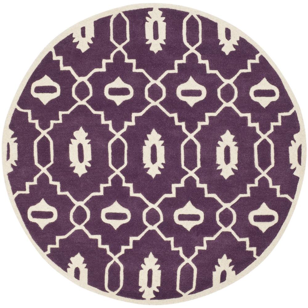 CHATHAM, PURPLE / IVORY, 5' X 5' Round, Area Rug, CHT745F-5R. Picture 1
