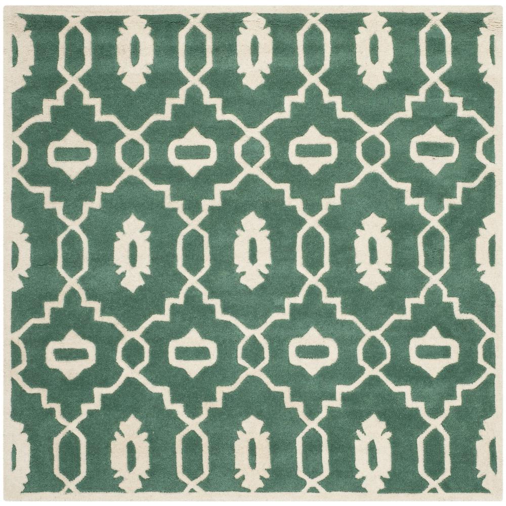 CHATHAM, TEAL / IVORY, 5' X 5' Square, Area Rug, CHT745T-5SQ. Picture 1