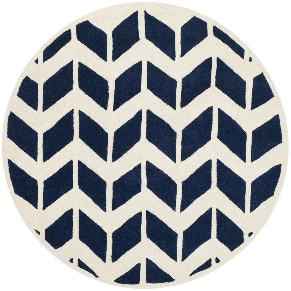 CHATHAM, DARK BLUE / IVORY, 5' X 5' Round, Area Rug, CHT746C-5R. Picture 1