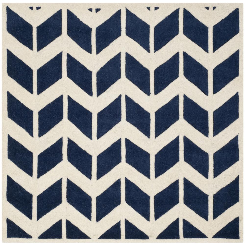 CHATHAM, DARK BLUE / IVORY, 5' X 5' Square, Area Rug, CHT746C-5SQ. Picture 1
